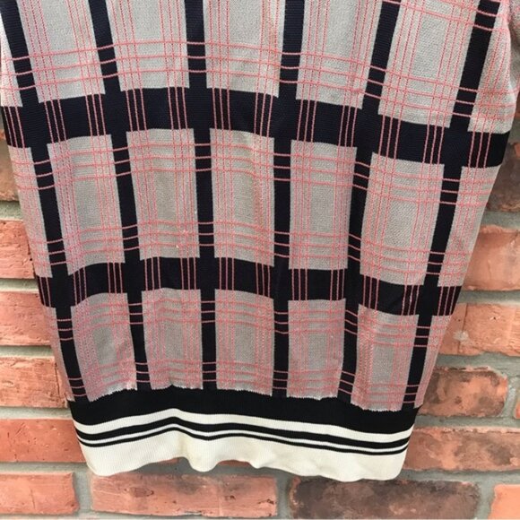 Dries Van Noten Check Print Knit Pullover Crew Sweater Preppy Top Short Sleeve L - Picture 11 of 16